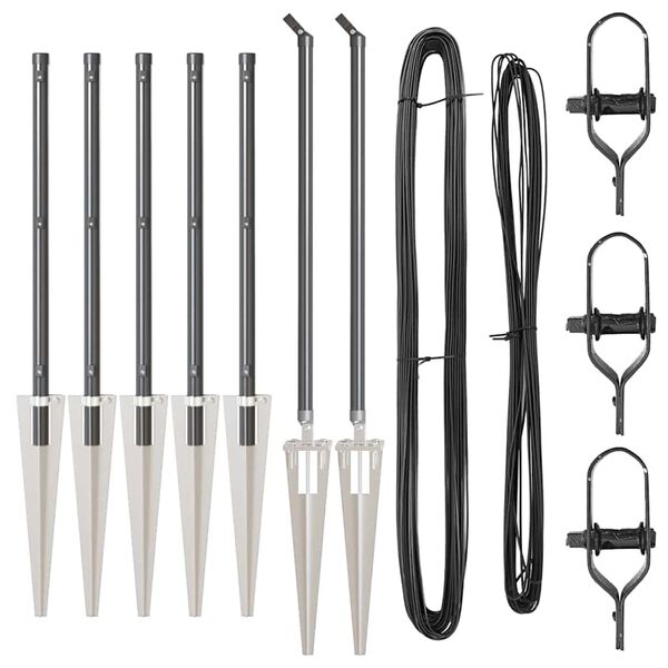 vidaXL Stup za ogradu 7 pcs Siva Čelik