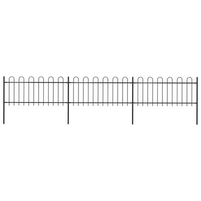 vidaXL Vrtna ograda s ukrasnim lukovima čelična 5,1 x 0,8 m crna