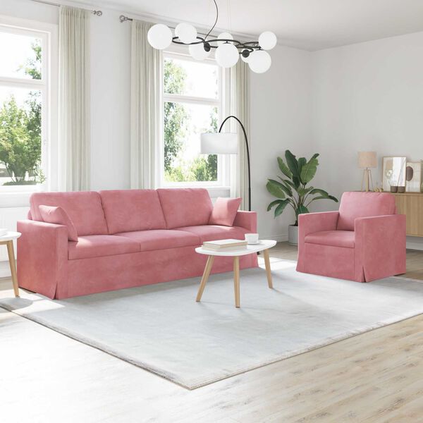 vidaXL Sofa 2 pcs Ružičasta 228 x 78 x 80 cm Bar&scaron;un