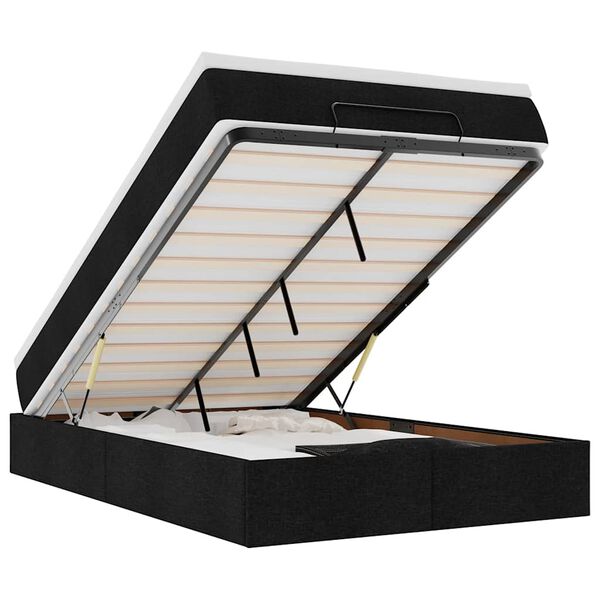 vidaXL Otomanski krevet s madracem crni 120x200 cm tkanine