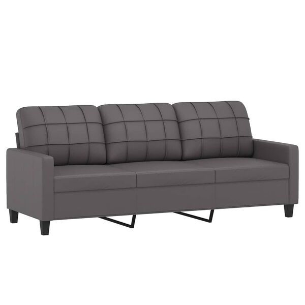 vidaXL 3-dijelni set sofa s jastucima sivi od umjetne kože