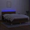 vidaXL Krevet box spring s madracem LED tamnosmeđi 140x200 cm tkanina