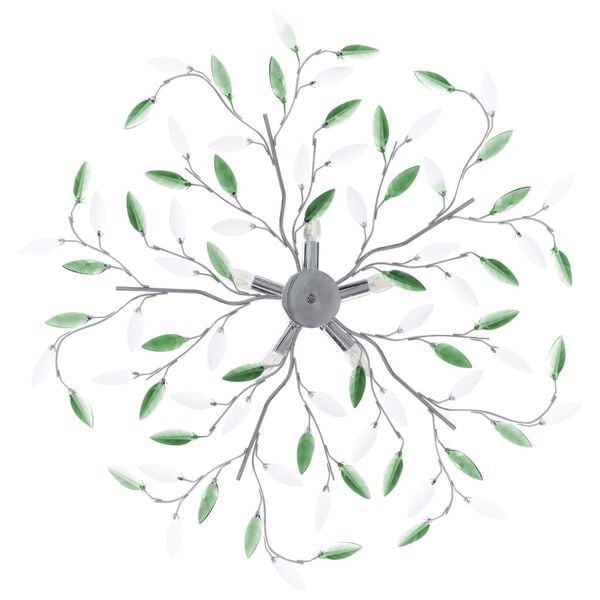 vidaXL Stropna svjetiljka s akrilnim li&scaron;ćem za 5 žarulja E14 zelena