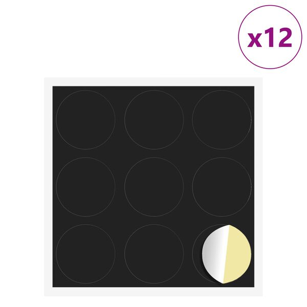 vidaXL Ljepljiva Pokrivač za Vijake 12 pcs Crna &Oslash; 20 x 0,5 mm