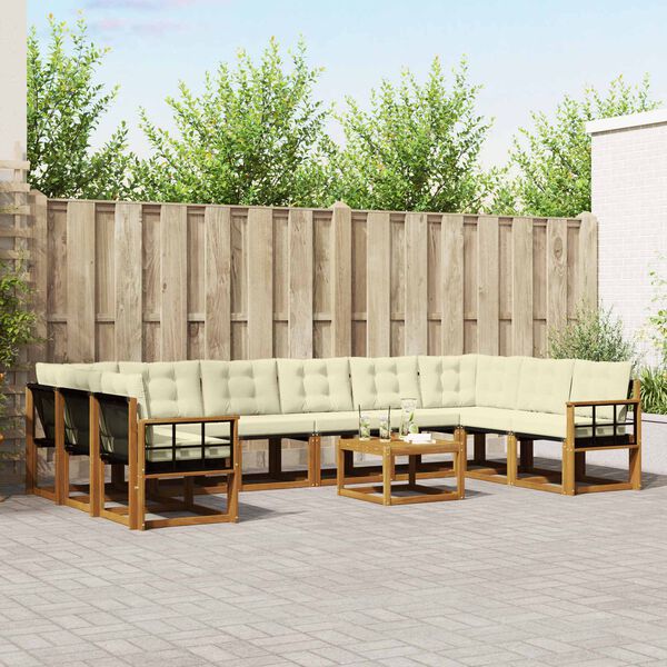 vidaXL Set vanjskih sofa s jastukom 11 pcs Prirodna i krem