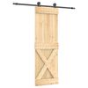 vidaXL Klizna vrata Prirodna i crna 70 x 210 cm Čvrsta borovina