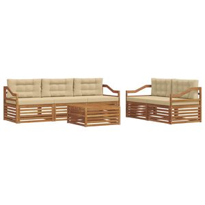 vidaXL Set vanjskih sofa 6 kom. 5-sjedala Prirodna i bež