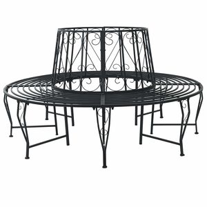 vidaXL Klupa pod drvetom &Oslash; 160 x 89 cm Čelik Crna Kružni