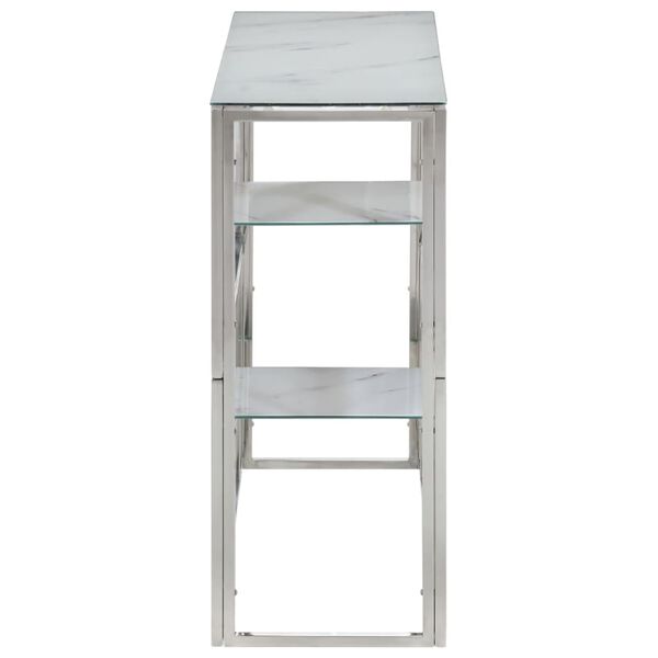 vidaXL Konzolni stol srebrni nehrđajući čelik i kaljeno staklo