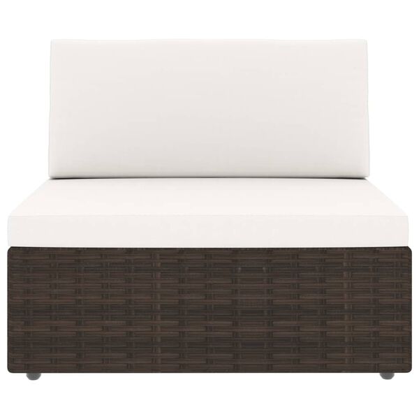 vidaXL 5-dijelna vrtna garnitura od poliratana s jastucima smeđa