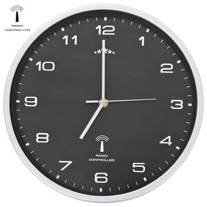 vidaXL Radijski upravljan zidni sat s kvarcnim mehanizmom 31 cm crni
