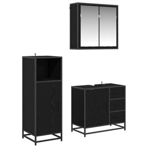 vidaXL Set namje&scaron;taja za kupaonicu 3 kom. Crni hrast 65 x 33 x 60 cm