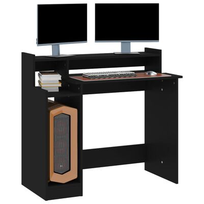vidaXL Radni stol s LED svjetlima crni 97x45x90 cm konstruirano drvo