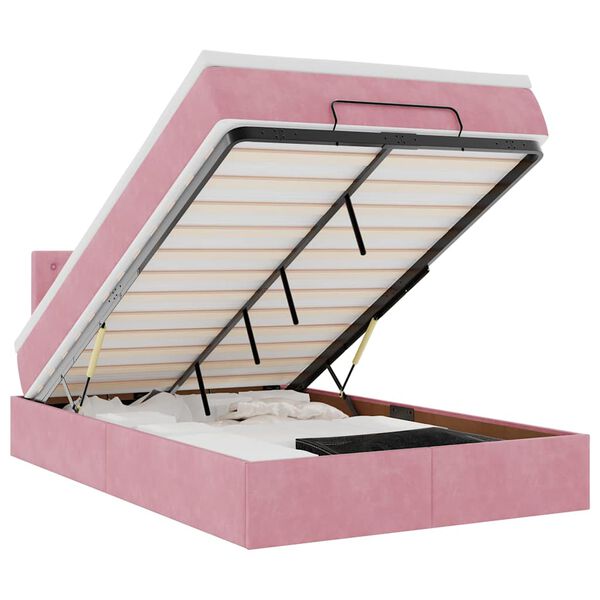 vidaXL Otomanski krevet madracem i LED ružičasti 120x190 cm bar&scaron;un