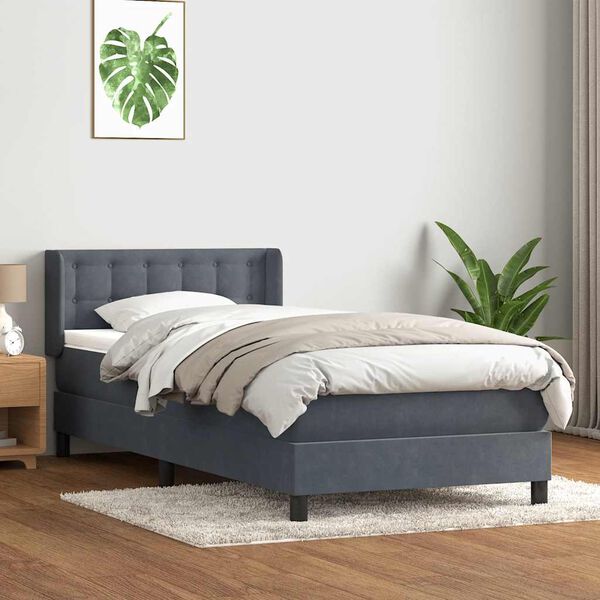 vidaXL Box spring krevet s madracem tamnosivi 80 x 220 cm bar&scaron;unasti