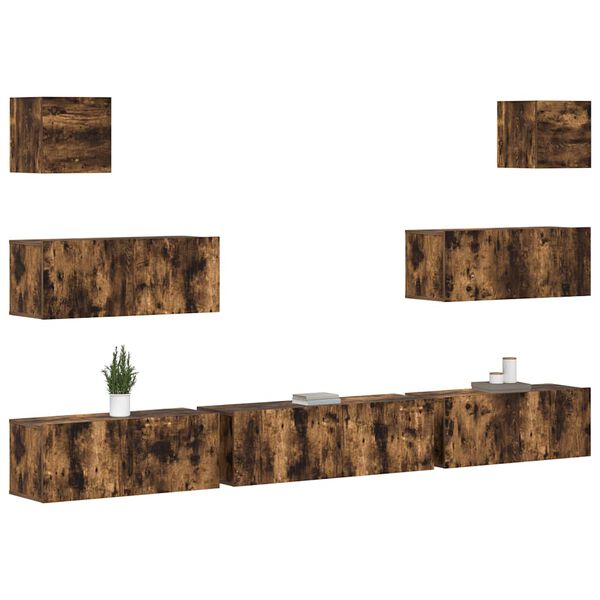 vidaXL 7-dijelni set TV ormarića boja dimljenog hrasta drveni