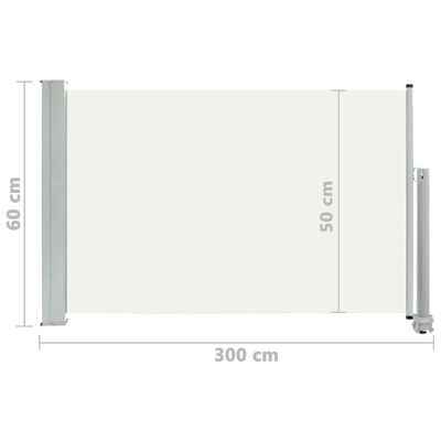 vidaXL Uvlačiva bočna tenda za terasu 60 x 300 cm krem