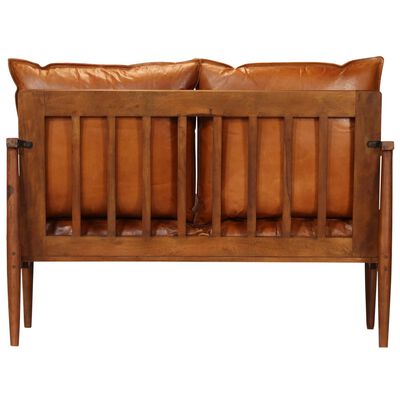 vidaXL 3-dijelni set sofa od prave kože i masivnog drva bagrema smeđi