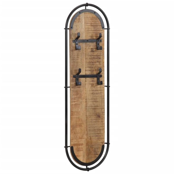 vidaXL Zidni stalci za kapute s 4 kuke 2 kom masivno grubo drvo manga