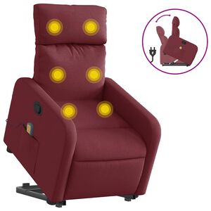 vidaXL Masažni naslonjač na podizanje od tkanine crvena boja vina