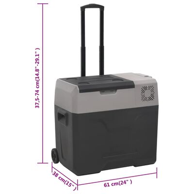 vidaXL Prijenosni hladnjak s kotačima i ručkom crno-sivi 30 L PP