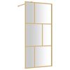 vidaXL Stijenka za walk-in tu&scaron; sa staklom ESG zlatna 90 x 195 cm