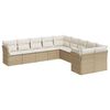 vidaXL 10-dijelni set vrtnih sofa s jastucima bež od poliratana