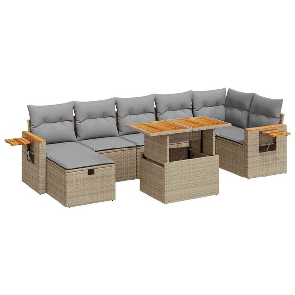 vidaXL 5-dijelni vrtni set sofa s jastucima bež od poliratana