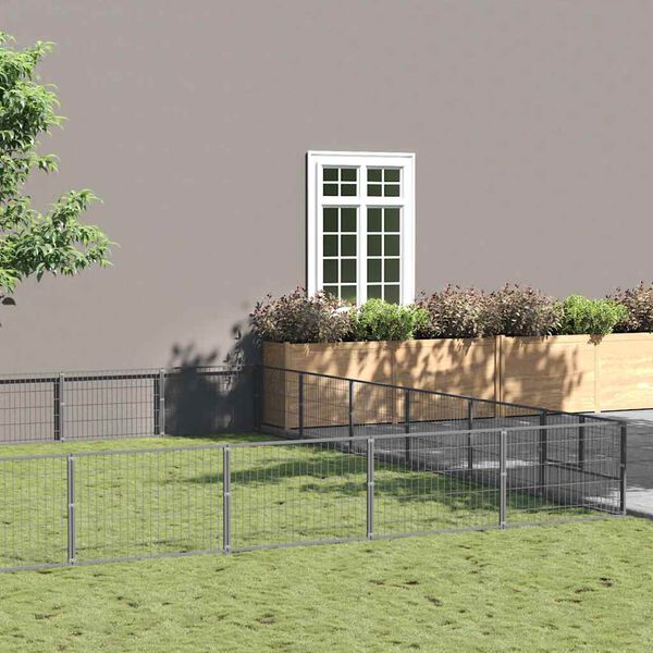 vidaXL Kavez za pse srebrni 54 m&sup2; čelični