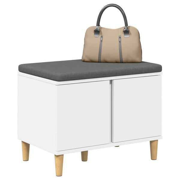 vidaXL Klupa za hodnik s jastukom s pohranom Bijeli 60 x 38 x 46 cm
