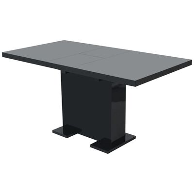 vidaXL Produživi blagovaonski stol visoki sjaj crni