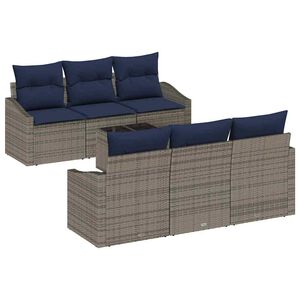 vidaXL Set sofe s jastukom 7 pcs Siva i mornarsko plava poliratan