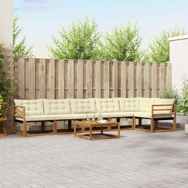 vidaXL Set vanjskih sofa s jastukom 7 pcs Prirodna i krem