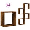 vidaXL Zidne kockaste police 4 kom dimljeni hrast 30x15x30 cm