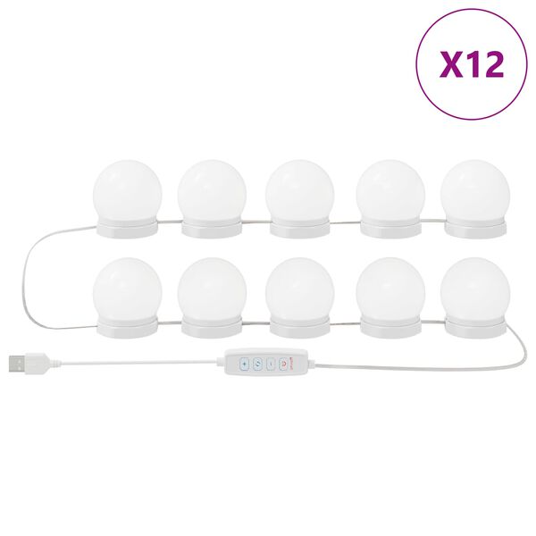 vidaXL Ogledalne svjetiljke 12 pcs Bijelo 4.5 x 4.5 x 4.8 cm Plastika