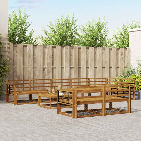 vidaXL Set vanjskih sofa 9 pcs Prirodna Čvrsto drvo akacije