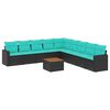 vidaXL 10-dijelni set vrtnih sofa od poliratana s jastucima crni