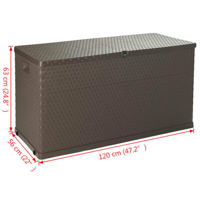 vidaXL Vrtna kutija za pohranu smeđa 120 x 56 x 63 cm PP ratan