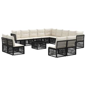vidaXL Sjedeća garnitura za vrt 14 pcs Crna poliratan