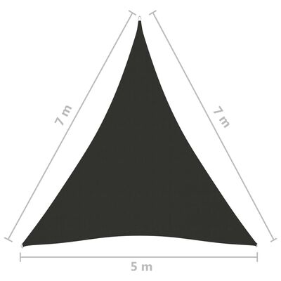 vidaXL Jedro protiv sunca od tkanine trokutasto 5 x 7 x 7 m antracit