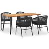 vidaXL 5-dijelni vrtni blagovaonski set bagremovo drvo i PVC ratan