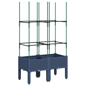 vidaXL Vrtna sadilica s re&scaron;etkom plava siva 80 x 40 x 142,5 cm PP