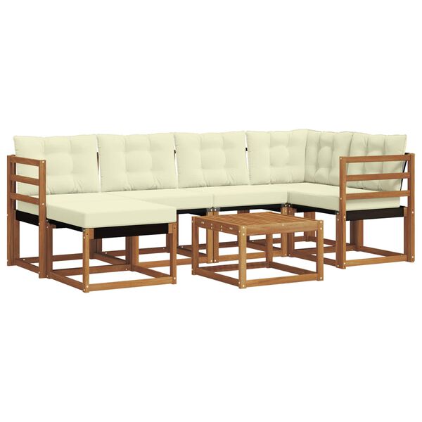vidaXL Set vanjskih sofa s jastukom 7 pcs Prirodna i krem