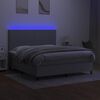 vidaXL Krevet box spring s madracem LED svjetlosivi 160x200 cm tkanina