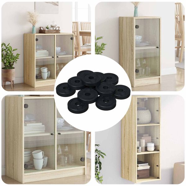 vidaXL prikladno za ravne podlo&scaron;ke 12 pcs Crna &empty;15 x 3 mm