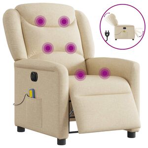 vidaXL Električni masažni naslonjač od tkanine krem