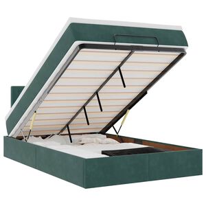 vidaXL Otomanski krevet s madracem i LED tamnozeleni 120x190cm bar&scaron;un
