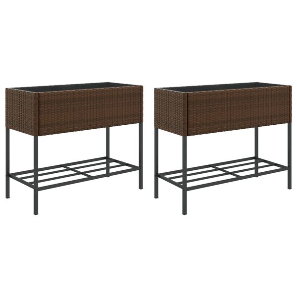 vidaXL Vrtne sadilice s policom 2 kom smeđe 90 x 40 x 75 cm poliratan