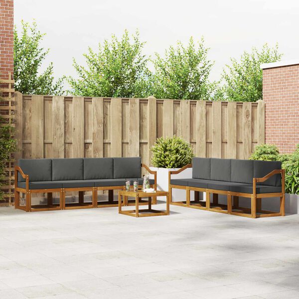 vidaXL Set vanjskih sofa 9 pcs Prirodna i antracit Čvrsto drvo akacije