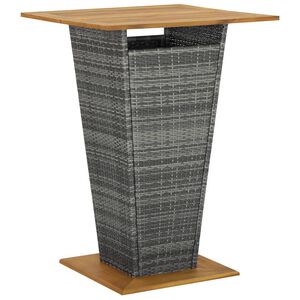 vidaXL Barski stol sivi 80x80x110 cm poliratan i masivno drvo bagrema
